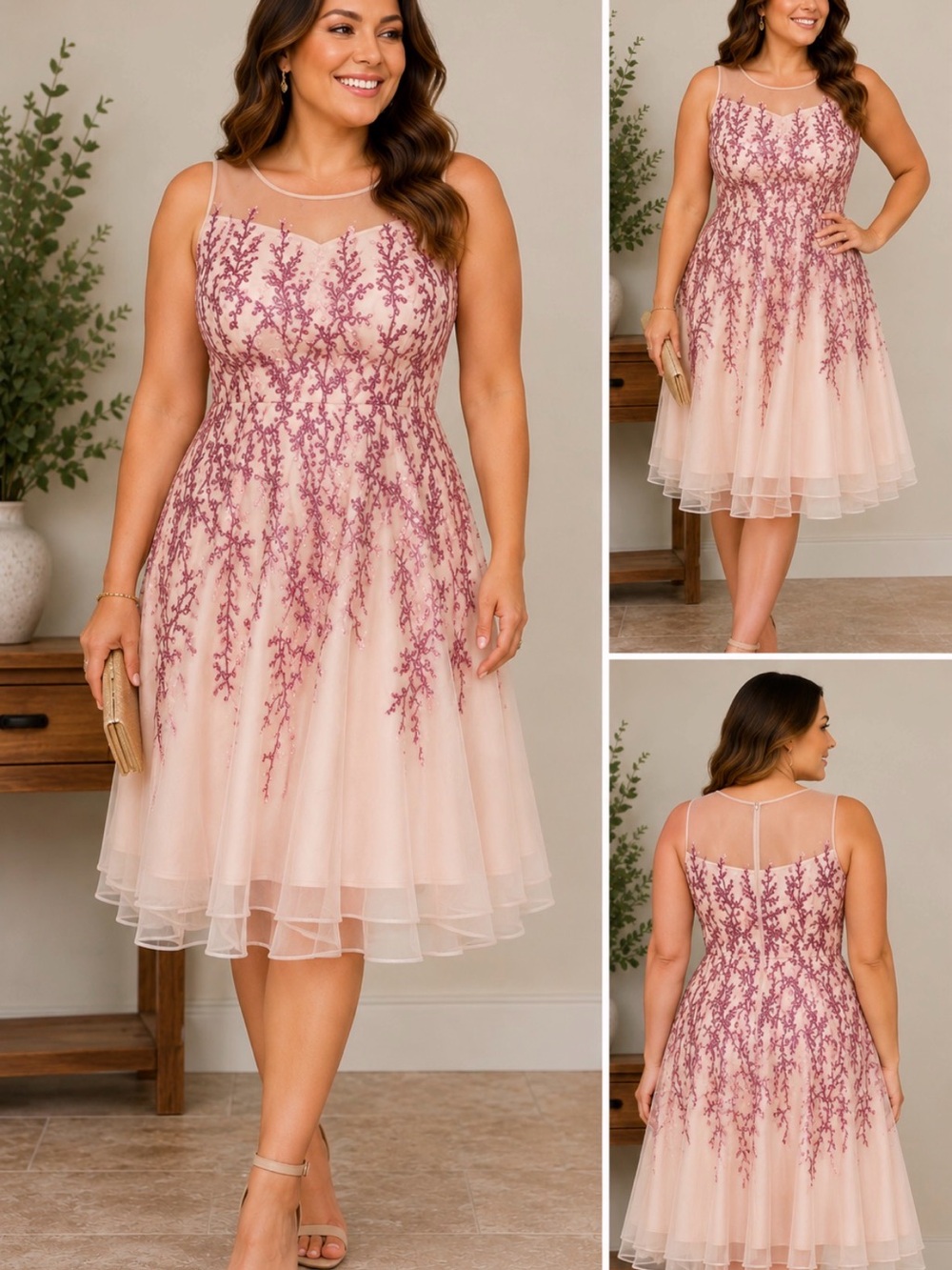 J Taylor NWT Embellished Mesh Cocktail Dress Size 18 Pink Nude Cold Shoulder